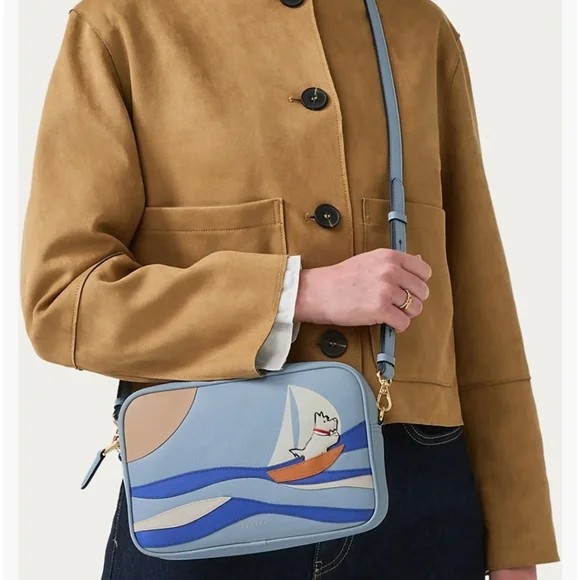 💙🔹️RADLEY LONDON🔹️ Blue Leather Shore Thing small Zip top  Crossbody Bag - Picture 2 of 8